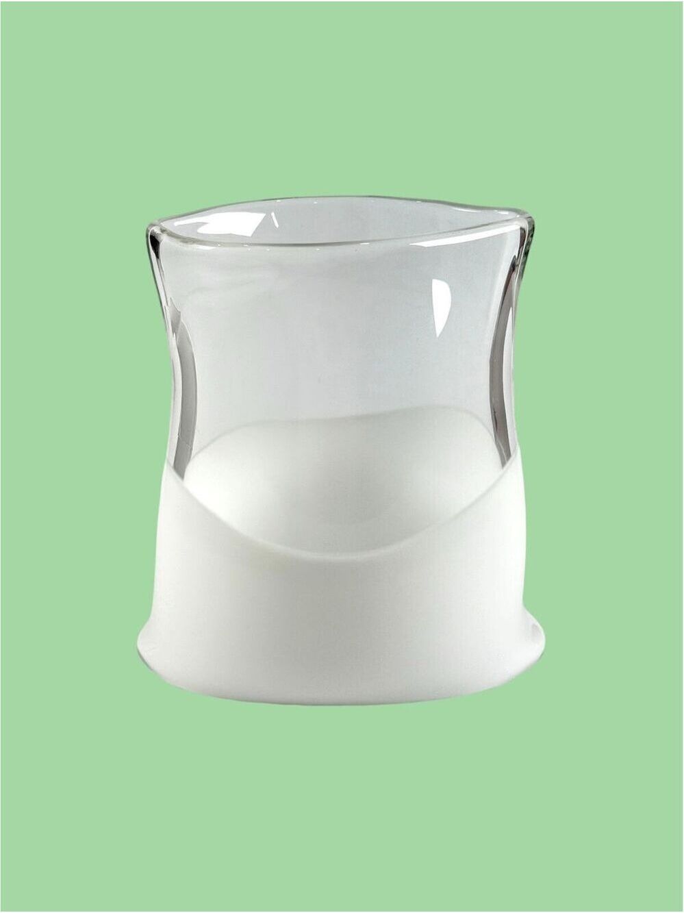 Vintage Studio Art Glass 6 in Vase Milk White & Clear Sculptural Modernist Decor